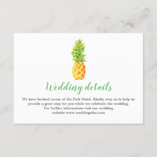 Invitation Détails du Mariage d'ananas aquarelle