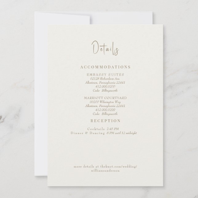 Invitation Détails du Mariage de crème Boîtier de remplissage (Devant)