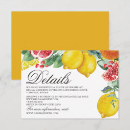Invitation Détails du Mariage de la Botanique de Citrus