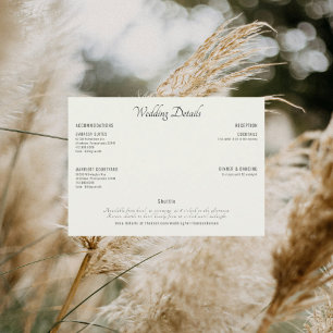 Invitation Détails du Mariage de texte noir de crème moderne