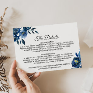 Invitation Détails du Mariage Floral bleu moderne Insérer une