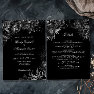 Invitation Détails du Mariage noir gothique classique et