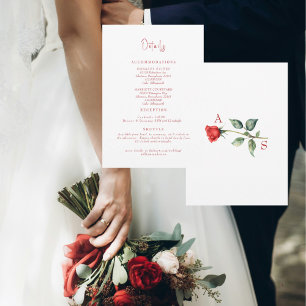 Invitation Détails du Mariage Rose rouge simple