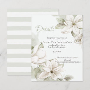 Invitation Détails du Mariage Sage and White Magnolias