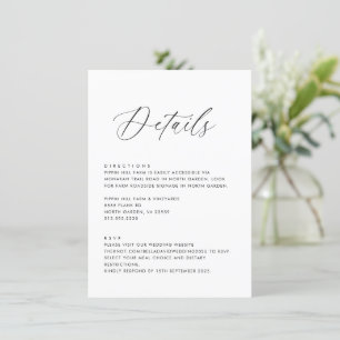 Invitation Détails du Mariage simple Instructions Modèle RSVP
