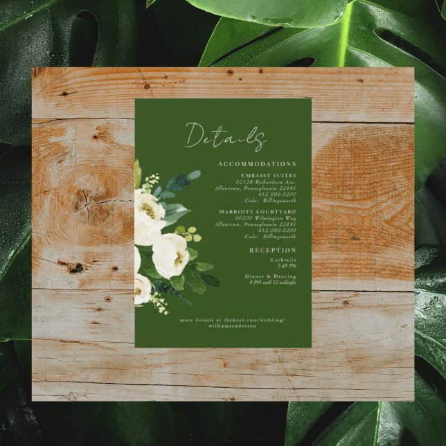 Invitation Détails du Mariage vert blanc (Créateur téléchargé)