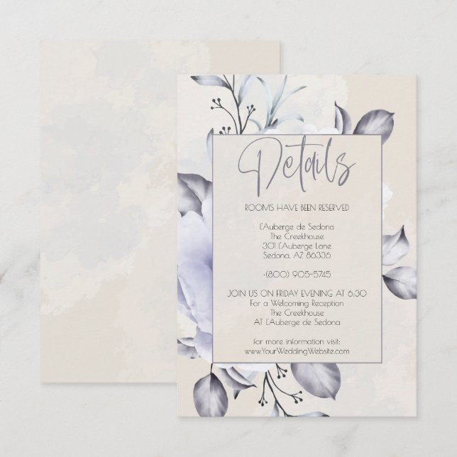 Invitation Détails - Lilac rustique et floral de pivoine d'Al (Devant / Derrière)