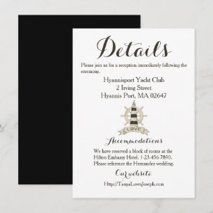 Invitation Détails nautiques Phare Roue Marron Noir