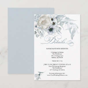Invitation DÉTAILS   Pastel Dusty Blue Flowers
