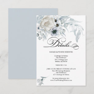 Invitation DÉTAILS Pastel Dusty Blue Flowers