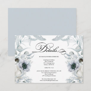 Invitation DÉTAILS Pastel Dusty Blue Flowers