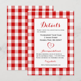 Invitation Détails Rustiques Rayures Rouge Blanc Vichy