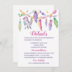 Invitation Détails sur les Mariages de Boho Plumes d'Indiens 