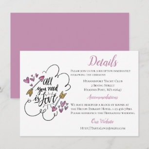 Invitation Détails Violets Directions Amour Cœur Flèche Maria
