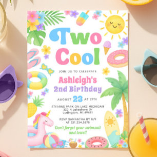 Invitation d'été 2 Anniversaire - Deux Cool