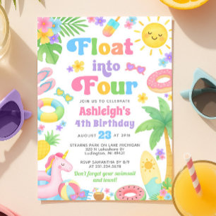 Invitation d'été 4 Anniversaire - Flotter en quatr