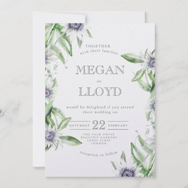 Invitation d'été délicat à la fleur de passion, (Devant)