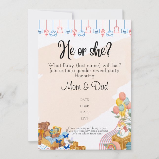 Invitation Détection du genre (Devant)