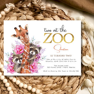Invitation Deux à la fête anniversaire de enfant des animaux