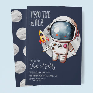 Invitation Deux à la Lune Bleu 2e Anniversaire