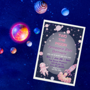 Invitation Deux à la Lune, Espace Rose Violet 2e Anniversaire