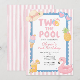 Invitation Deux à la piscine Fête d'été à la piscine pour un