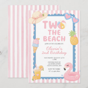 Invitation Deux à la plage Anniversaire d'été 2ème anniversai