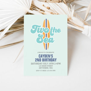 Invitation Deux à la planche de surf de mer 2e anniversaire
