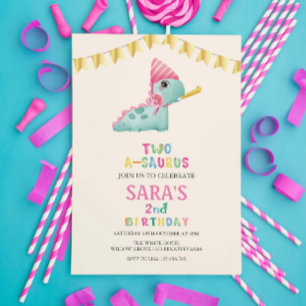 Invitation deux-a-saurus 2e anniversaire maudite Dinosaure
