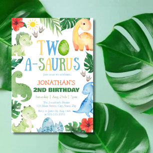 Invitation Deux A-Saurus Dino 2e Anniversaire