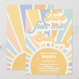 Invitation Deux Amusement Au Soleil Soleil 2e Anniversaire Bl