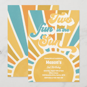 Invitation Deux Amusement Au Soleil Soleil 2e Anniversaire Bl