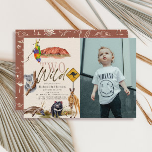 Invitation Deux animaux sauvages d'Australie Photo 2e anniver