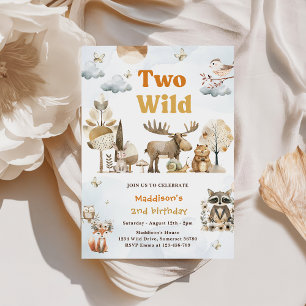 Invitation Deux Animaux Sauvages de la Forêt pour une Fête d'