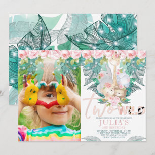 Invitation Deux animaux sauvages de la jungle Photo d'anniver