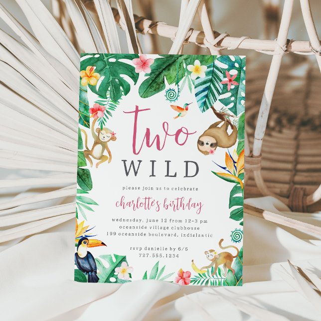 Invitation DEUX animaux sauvages de la jungle tropicale 2e an (Créateur téléchargé)