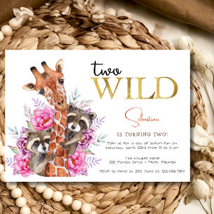 Invitation Deux animaux sauvages safari anniversaire de enfan