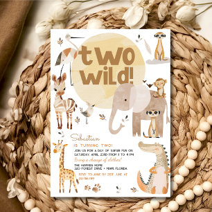 Invitation Deux animaux sauvages safari anniversaire de enfan