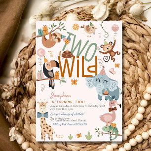 Invitation Deux animaux sauvages safari anniversaire de enfan
