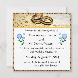 Invitation Deux anneaux et une Bible Sauvez la date Invitatio