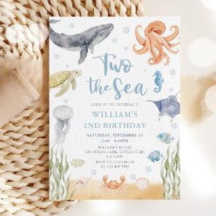 Invitation Deux Anniversaire 2 ans Thème Mer Océan Animaux
