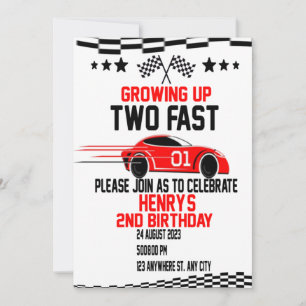 Invitation Deux Anniversaire Rapide 2 Vite Deux Curieux Rouge