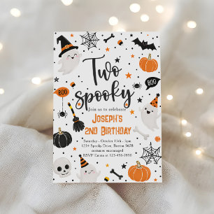 Invitation Deux anniversaires effrayants d'Halloween 2 ans