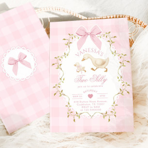 Invitation Deux ans de la fille à l'arc rose Two Silly Goose