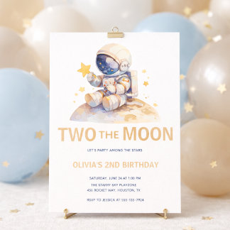 Invitation Deux astronautes de l'espace The Moon 2e anniversa