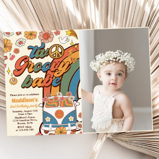 Invitation Deux Babe Retro Super Rainbow 2e anniversaire Phot
