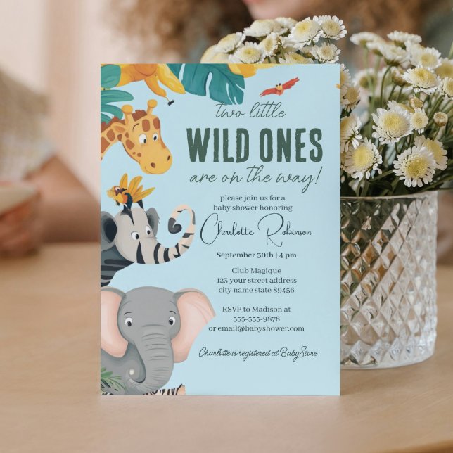 Invitation Deux baby shower jumeaux Little Wild Ones (Créateur téléchargé)