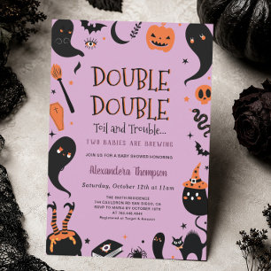 Invitation Deux bébés brassent des jumeaux Halloween Baby Sho