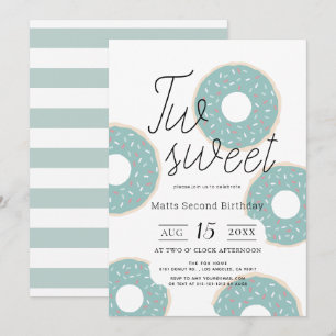 Invitation Deux beignets verts doux garçon 2e anniversaire