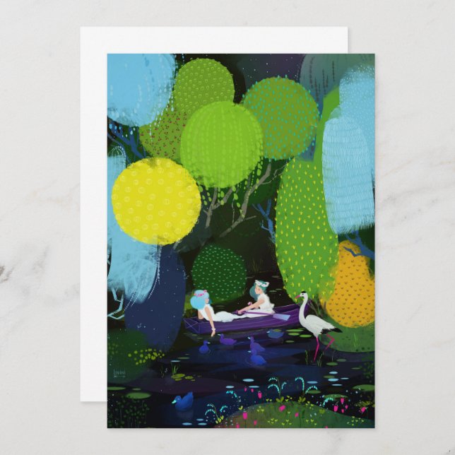 Invitation Deux belles dames dans un bateau (Devant / Derrière)